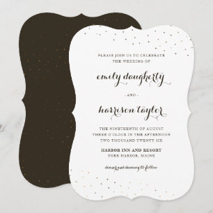 Invitation Mariage élégant de cacao et blanc avec des points 
