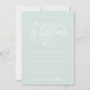 Invitation Mariage élégant de calligraphie moderne Mint Green