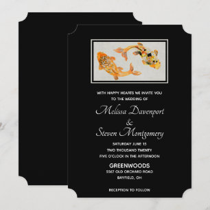 Invitation Mariage élégant de carpes koï or