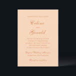 Invitation Mariage élégant de Celine Peach<br><div class="desc">Invitations de mariage classiques avec un design simple et intemporel avec un script élégant et des polices serif traditionnelles.</div>