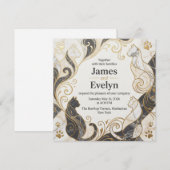 Invitation Mariage Élégant de Chat en Marbre (Devant / Derrière)