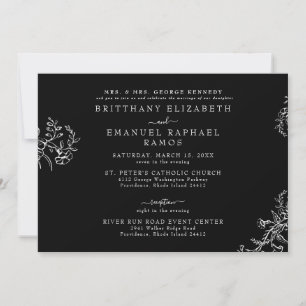 Invitation Mariage Élégant de Chinoiserie Noire de la Mariée