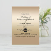 Invitation Mariage Élégant de Classe Métallisé Doré Brillante (Debout devant)