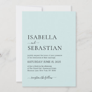 Invitation Mariage Élégant de Couleur Azur