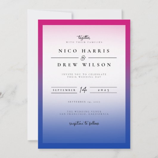 Invitation Mariage élégant de fierté bisexuelle (Devant)