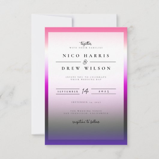 Invitation Mariage élégant de fierté genderfluid  (Devant)
