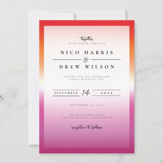 Invitation Mariage élégant de fierté lesbienne (Devant)
