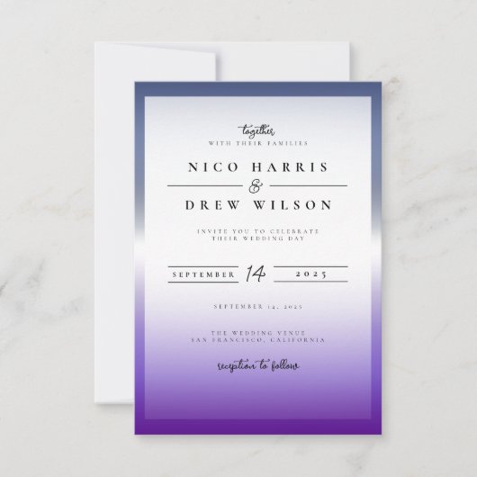 Invitation Mariage élégant de fierté lesbienne à la lavande (Devant)