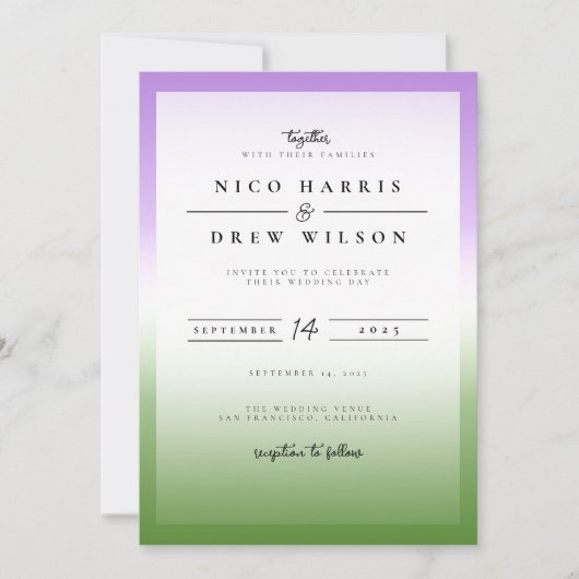 Invitation Mariage élégant de fierté queer (Devant)