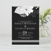 Invitation Mariage Élégant De Grandes Blancs Et Fleurs (Debout devant)