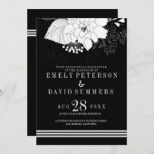 Invitation Mariage Élégant De Grandes Blancs Et Fleurs (Devant / Derrière)