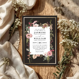 Invitation Mariage élégant de jardin de fleurs sauvages Boho 