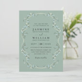 Invitation Mariage élégant de jardin floral moderne avec code (Debout devant)