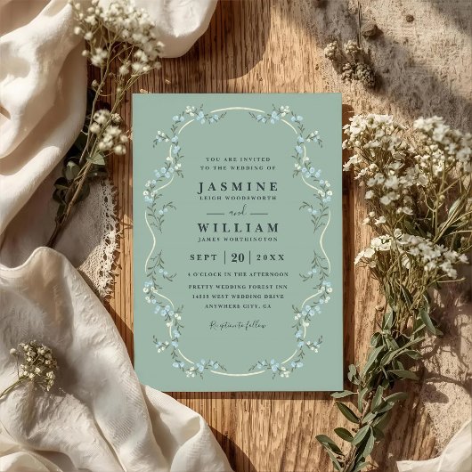 Invitation Mariage élégant de jardin floral moderne avec code