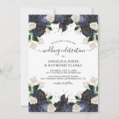 Invitation Mariage élégant de la Marine et de la Flore blanch (Devant)