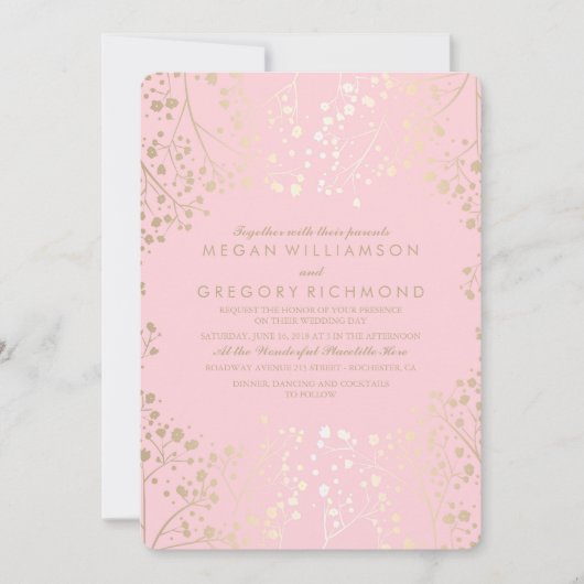 Invitation Mariage élégant de la respiration de l'été Floral  (Devant)