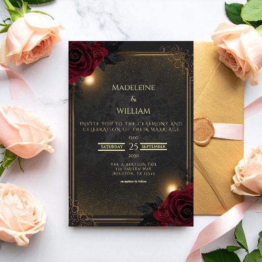 Invitation Mariage élégant de luxe gothique glamour