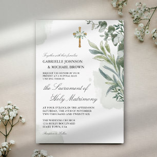 Invitation Mariage Élégant de Masse Nuptiale Fleurie de Vert 
