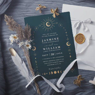 Invitation Mariage élégant de nuit de galaxie céleste Boho