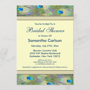 Invitation Mariage élégant de paon doré