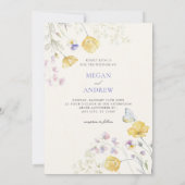 Invitation Mariage élégant de papillons floraux sauvages (Dos)
