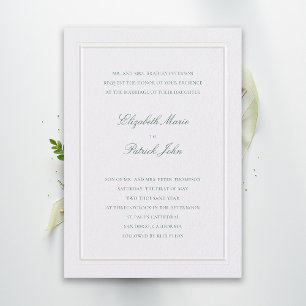 Invitation Mariage Élégant de Perle Verte Classique Moderne F