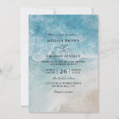 Invitation Mariage élégant de plage à l'aquarelle Code QR Bud (Devant)