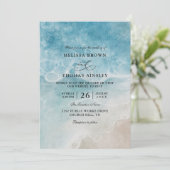 Invitation Mariage élégant de plage à l'aquarelle Code QR Bud (Debout devant)