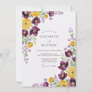 Invitation Mariage Élégant de Printemps aux Prunes