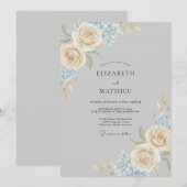 Invitation Mariage Élégant de Printemps Gris (Devant / Derrière)