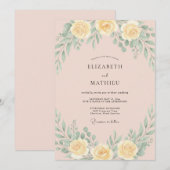 Invitation Mariage Élégant de Printemps Jaune (Devant / Derrière)