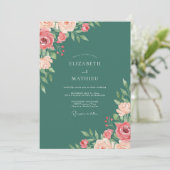 Invitation Mariage Élégant de Printemps Teal (Debout devant)
