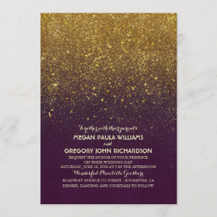 Invitation Mariage élégant de prune de parties scintillantes