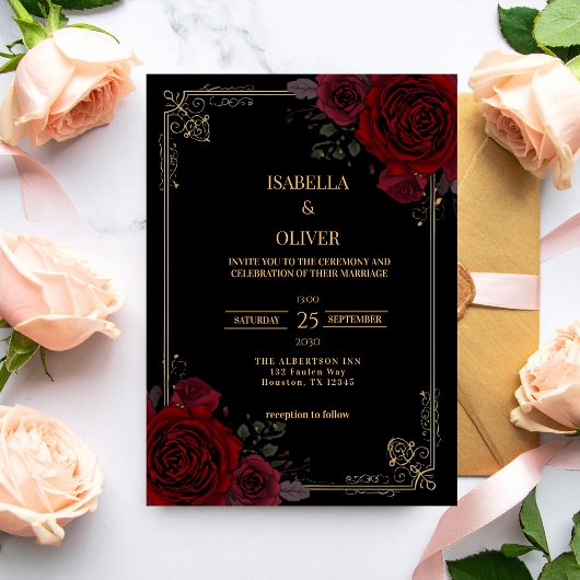 Invitation Mariage Élégant de Romance Gothique