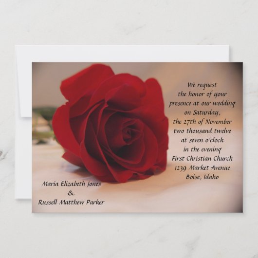 Invitation Mariage élégant de rose rouge (Devant)
