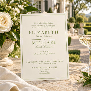 Invitation Mariage élégant de style classique vert de printem