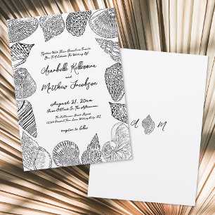 Invitation Mariage Élégant de Style Rétro sur la Plage avec d