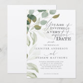 Invitation Mariage élégant de succulente verdure d'eucalyptus (Devant / Derrière)