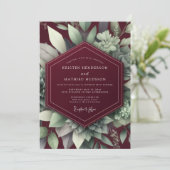Invitation Mariage Élégant de Succulentes (Debout devant)