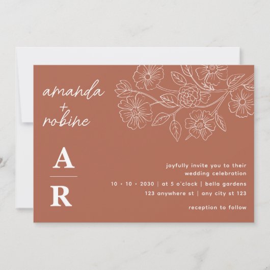 Invitation Mariage élégant de Teracota moderne (Devant)