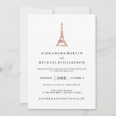 Invitation Mariage élégant de Tour Eiffel d'or rose de Faux (Devant)