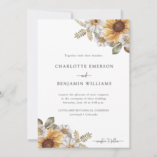 Invitation Mariage élégant de tournesol (Devant)