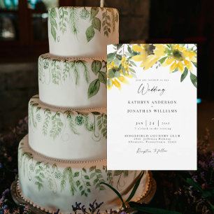 Invitation Mariage Élégant de Tournesol de Verdure Sans Paren