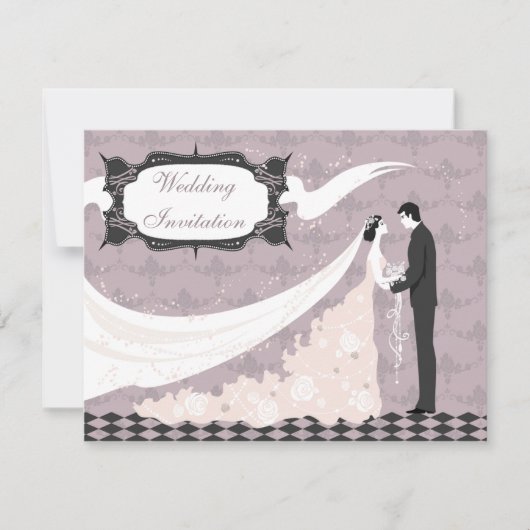 Invitation Mariage élégant de vecteur de jeune mariée et de (Devant)