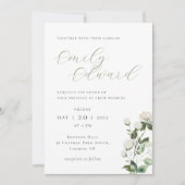 Invitation Mariage Élégant de verdure de sauge et de fleurs b (Devant)