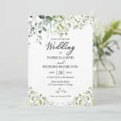 Invitation Mariage Élégant de Verdure d'Eucalyptus (Debout devant)