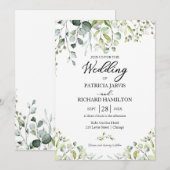 Invitation Mariage Élégant de Verdure d'Eucalyptus (Devant / Derrière)