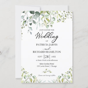 Invitation Mariage Élégant de Verdure d'Eucalyptus