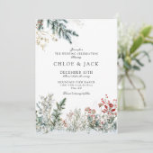 Invitation Mariage Élégant de Verdure d'Hiver (Debout devant)