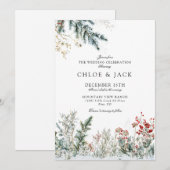 Invitation Mariage Élégant de Verdure d'Hiver (Devant / Derrière)